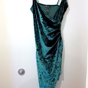 Velour Cinched Asymmetrical  Dress